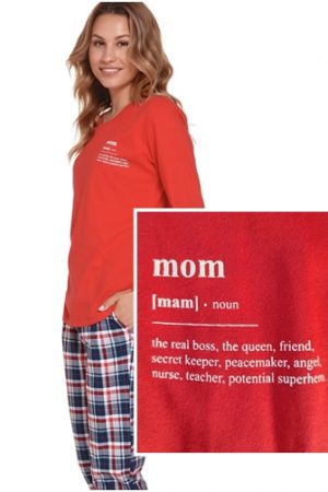 Doctor Nap 4363 - MOM - piżama damska czerwona z napisem